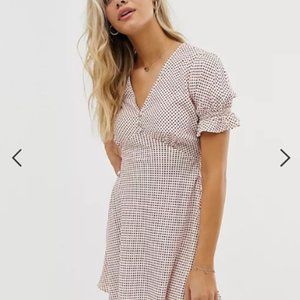 Wednesday's Girl mini tea dress with flutter sleeves in polka dot